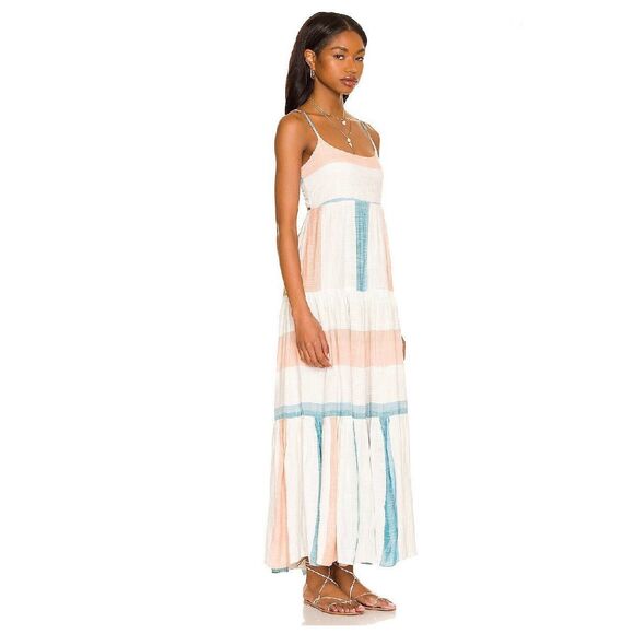 L*Space Santorini Striped Tiered Cover-Up Dress in Paraiso Stripe Size XS - Picture 3 of 12